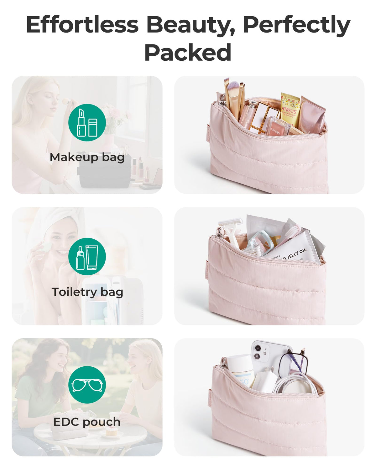 BAGSMART Petite Trousse de Maquillage en utilisation pour ranger des cosmétiques