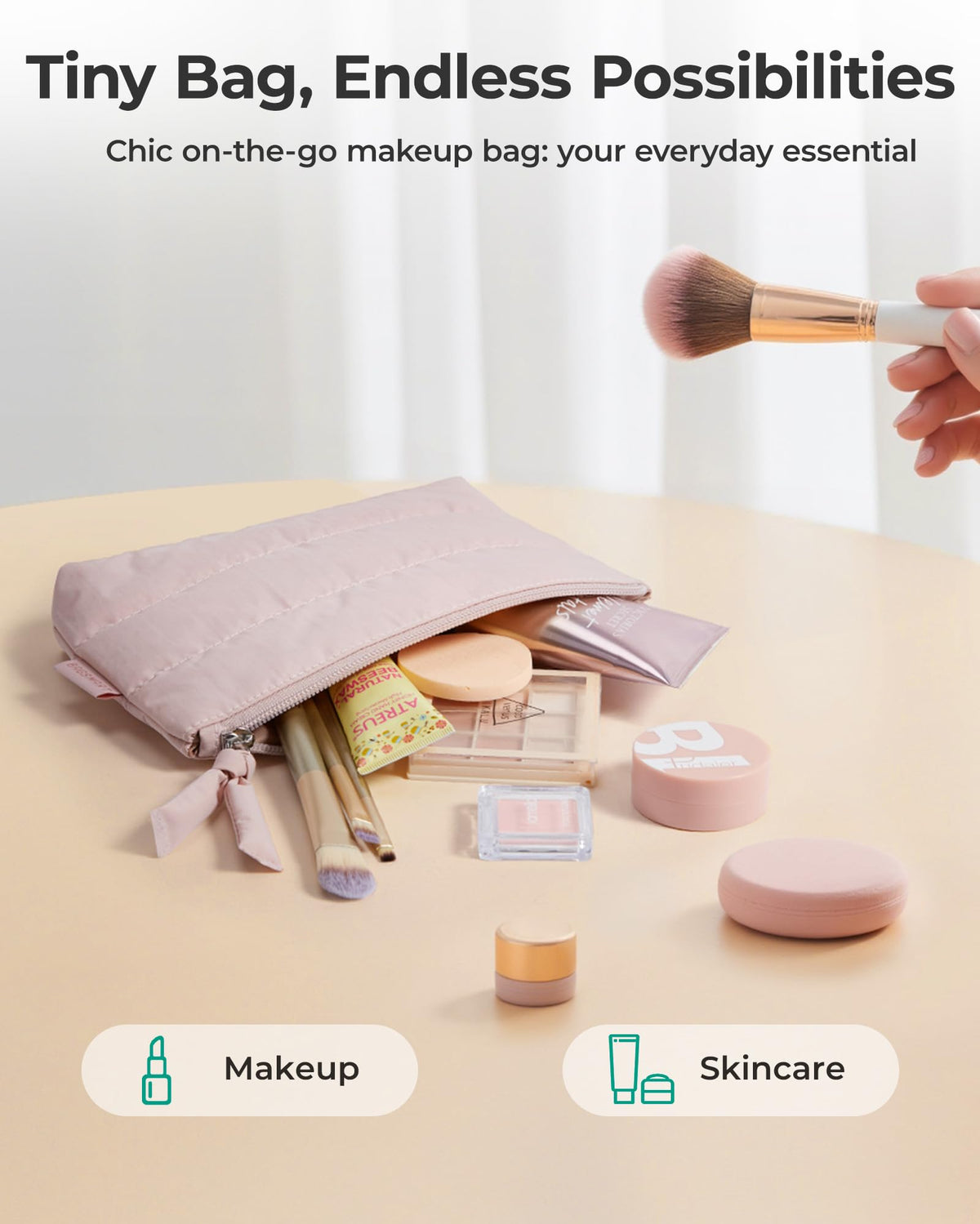 BAGSMART Petite Trousse de Maquillage vue arrière avec fermeture éclair