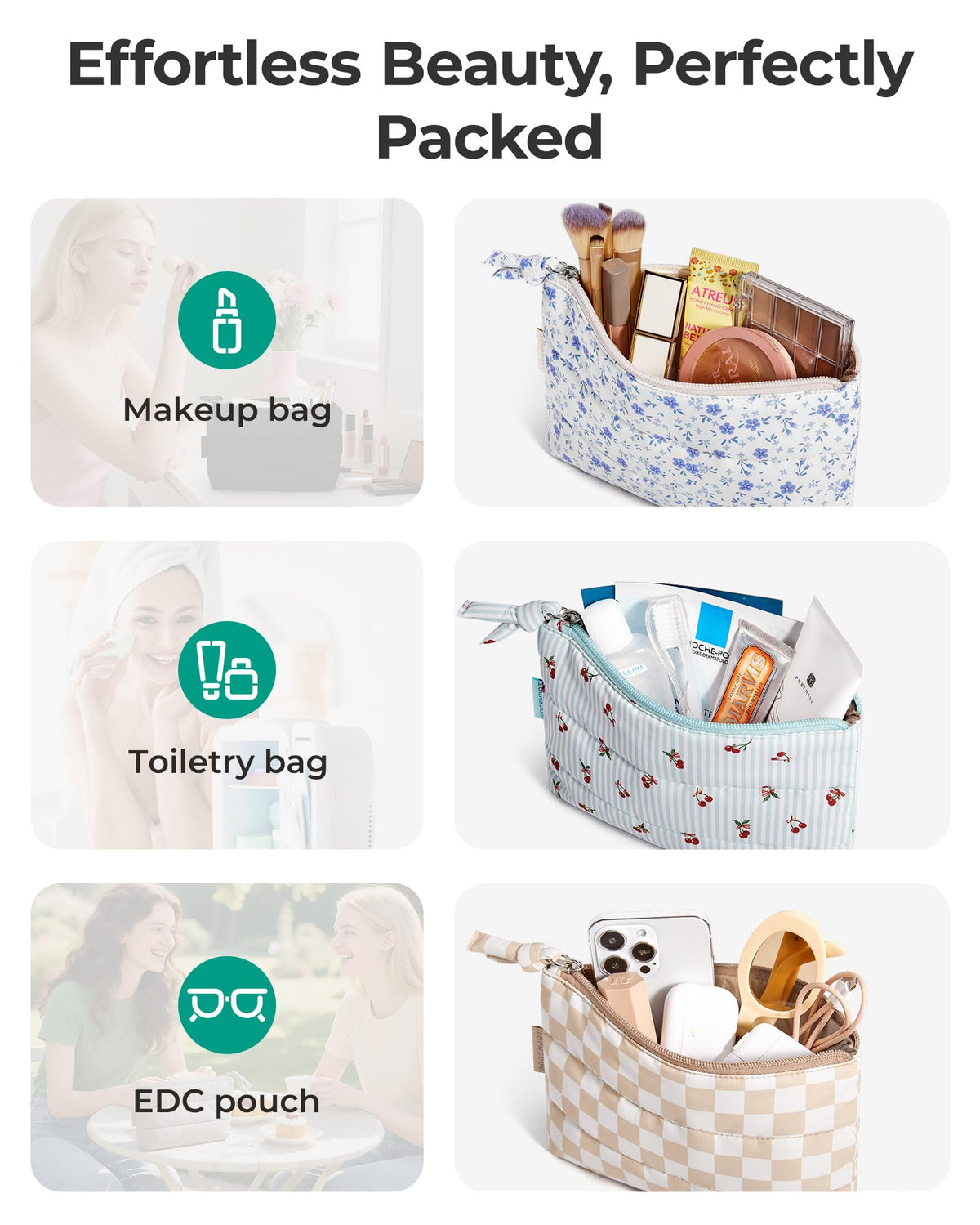 BAGSMART Trousse Cosmétique et accessoires de beauté sur un bureau
