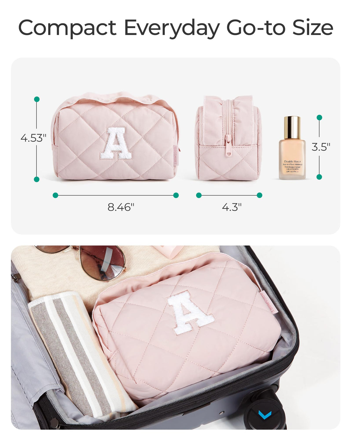 BAGSMART Trousse de Maquillage E-Pink avec pompon décoratif