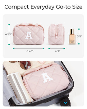 BAGSMART Trousse de Maquillage E-Pink avec pompon décoratif