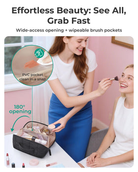 BAGSMART trousse de maquillage ouverte avec cosmétiques