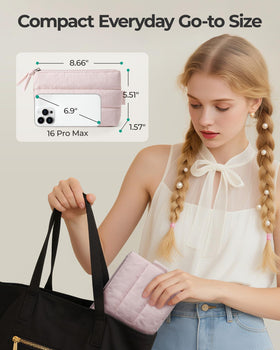 BAGSMART trousse de maquillage rose dans un sac à main