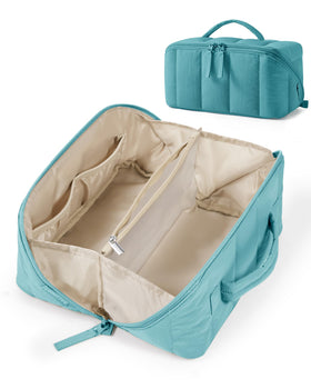 BAGSMART trousse de maquillage verte vue de face avec design matelassé