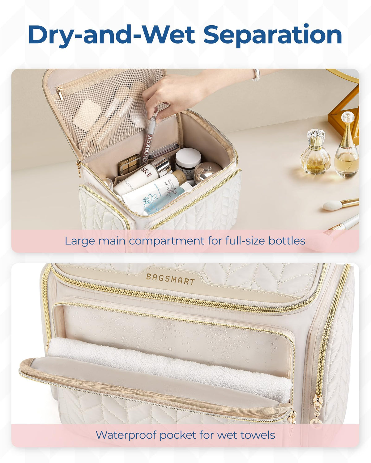 BAGSMART Trousse de Toilettage Voyage avec poches intérieures