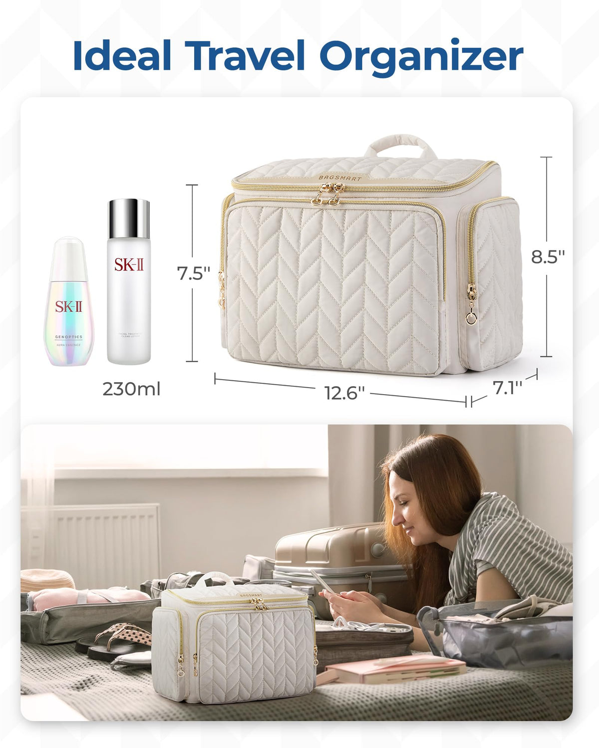 BAGSMART Trousse de Toilettage Voyage sur une table