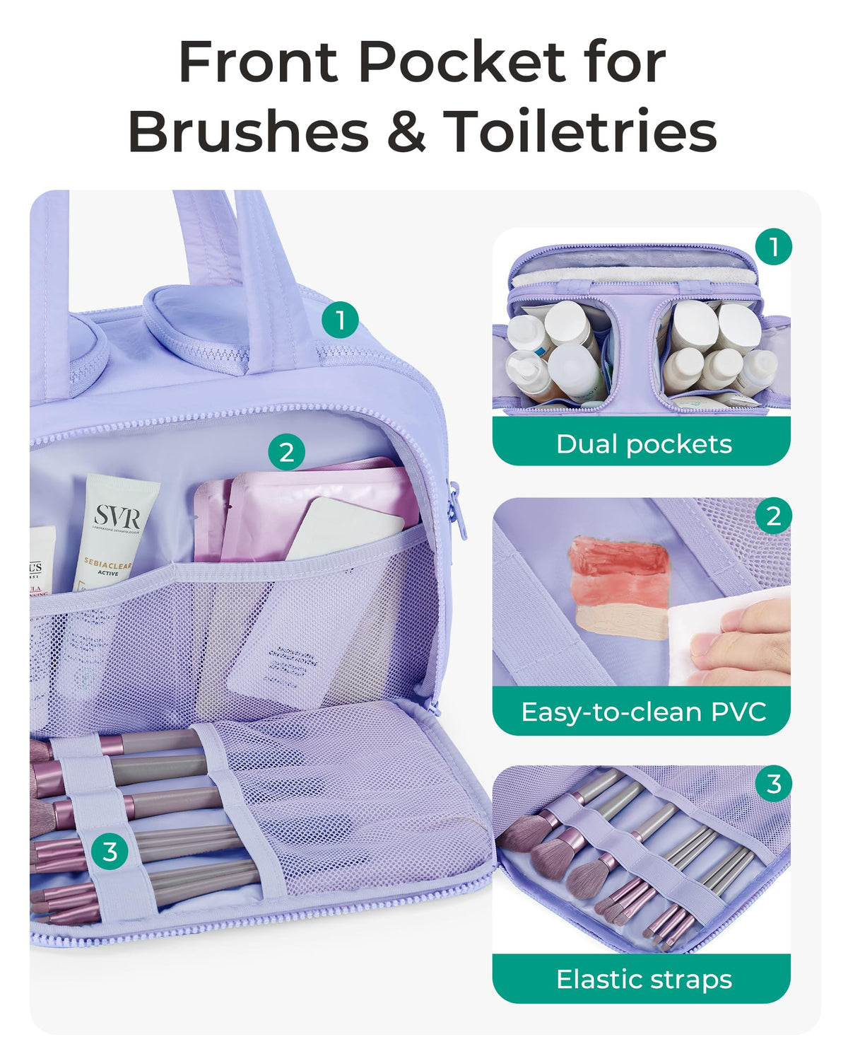 BAGSMART trousse de toilette avec articles de soin à l'intérieur