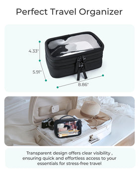 BAGSMART trousse de toilette avec différents produits cosmétiques à l'intérieur