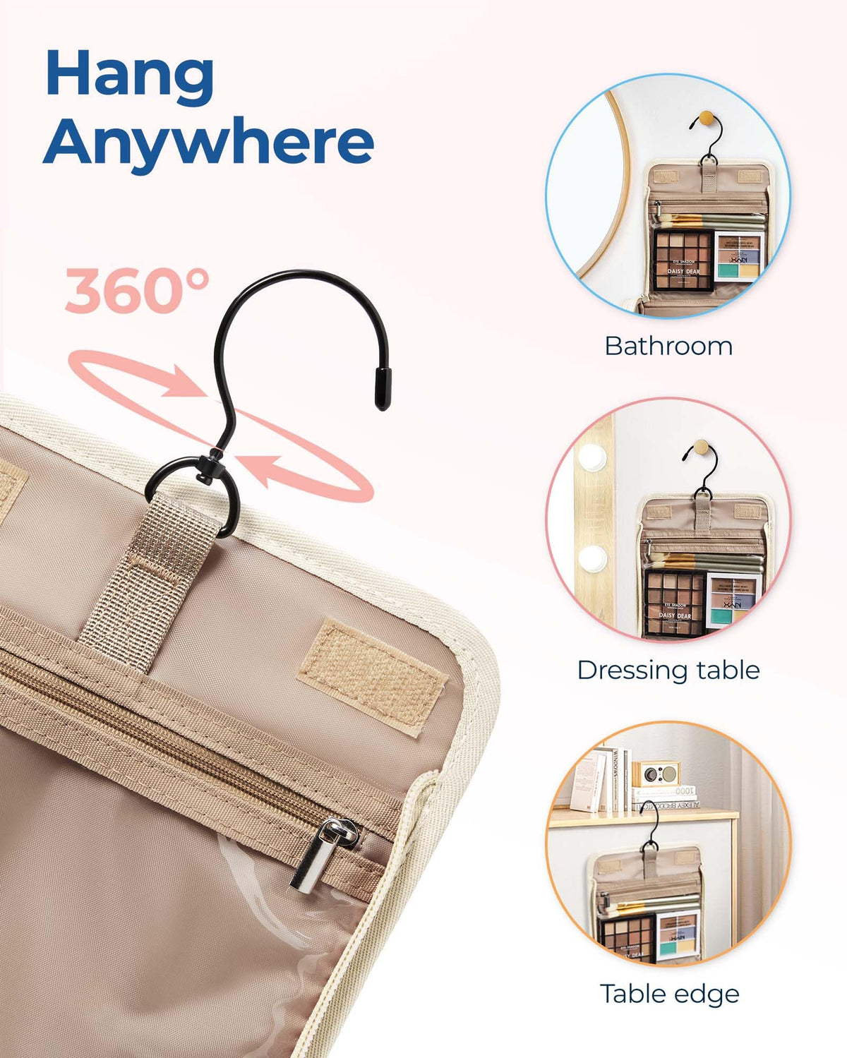 BAGSMART trousse de toilette avec fermeture éclair métallique personnalisée