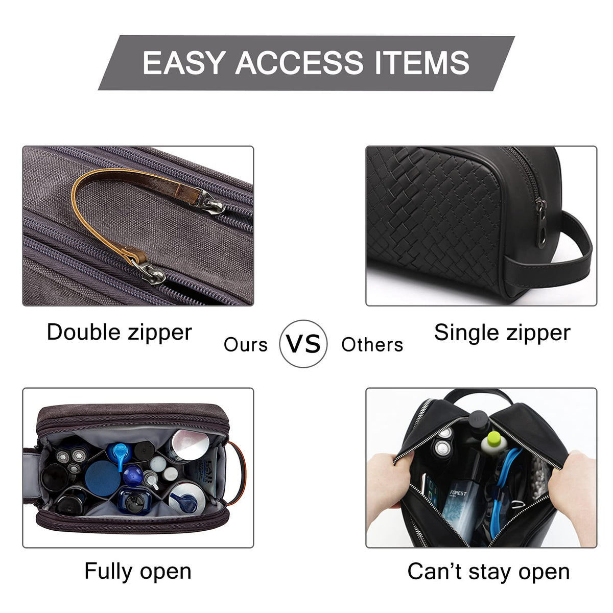 BAGSMART trousse de toilette avec poches zippées et élastiques