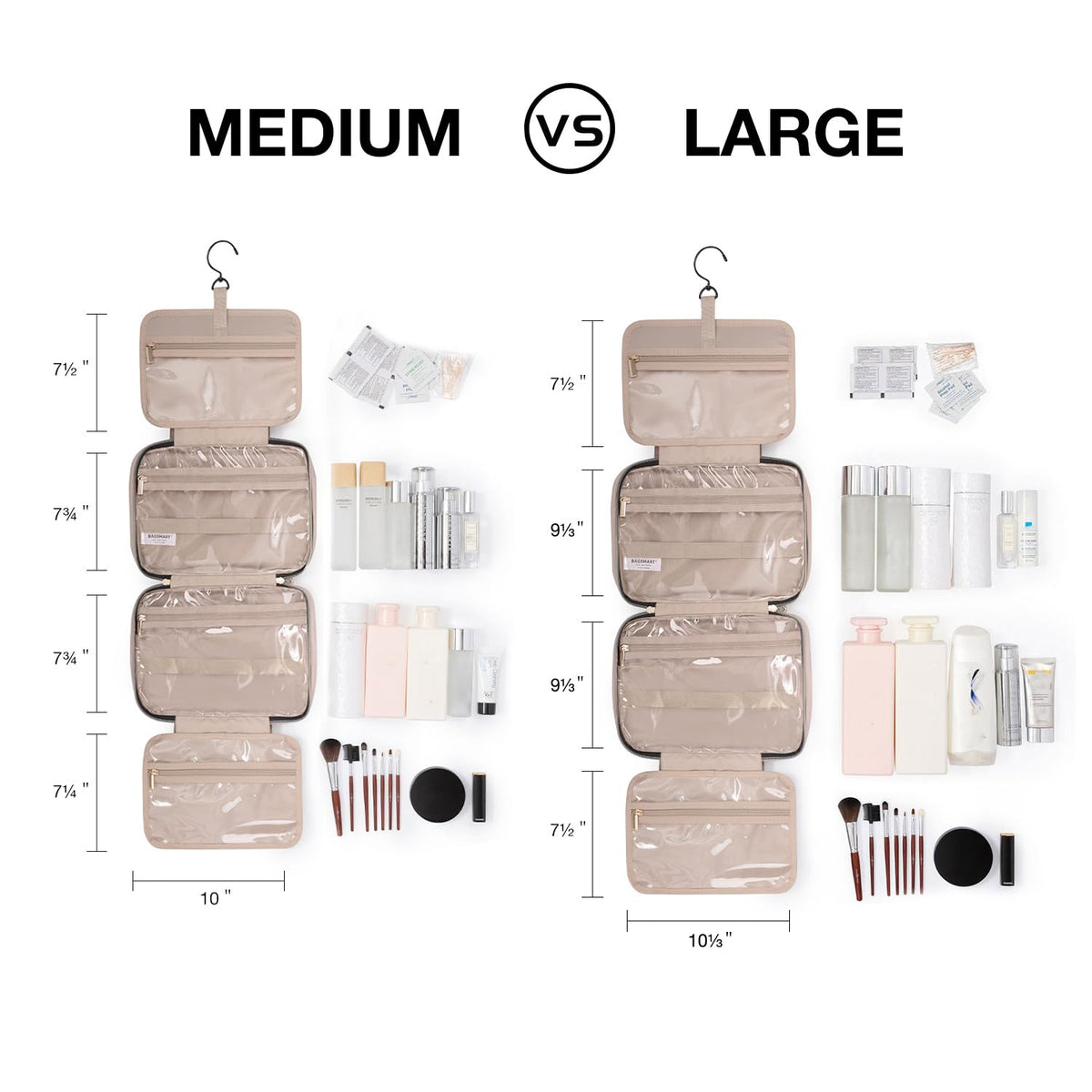 BAGSMART trousse de toilette avec produits de beauté à l'intérieur