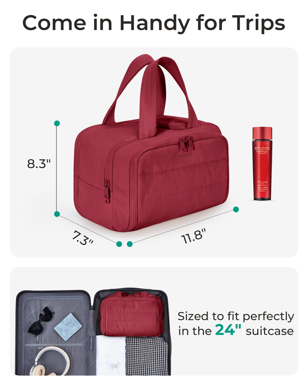 BAGSMART trousse de toilette avec séparation sèche et humide