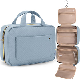 BAGSMART trousse de toilette bleu lucent vue avant avec crochet suspendu