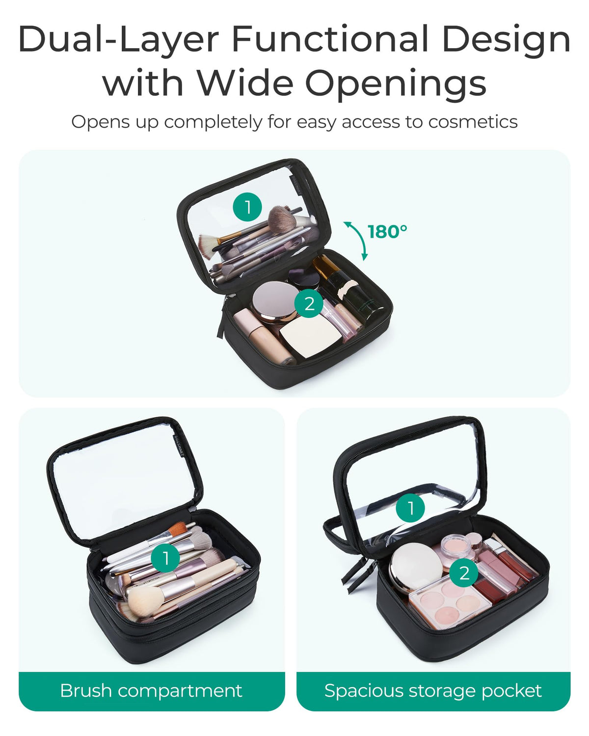 BAGSMART trousse de toilette en PVC transparent avec poignées douces