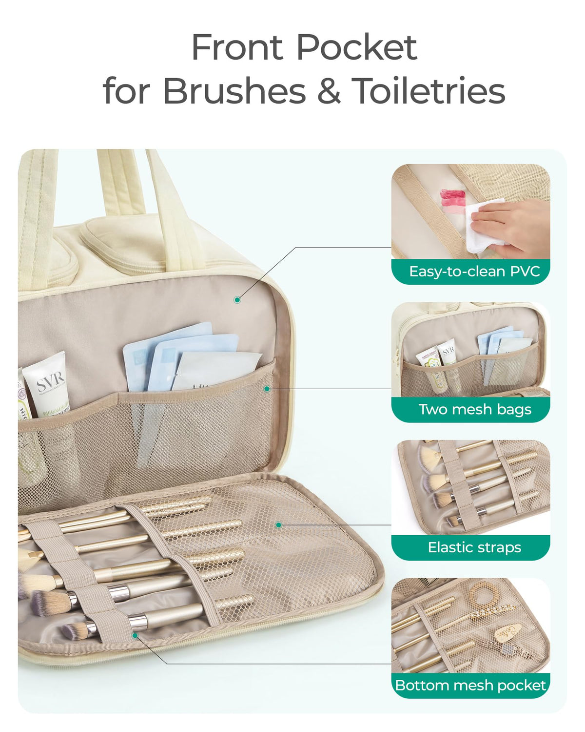 BAGSMART trousse de toilette en tissu doux vue de côté