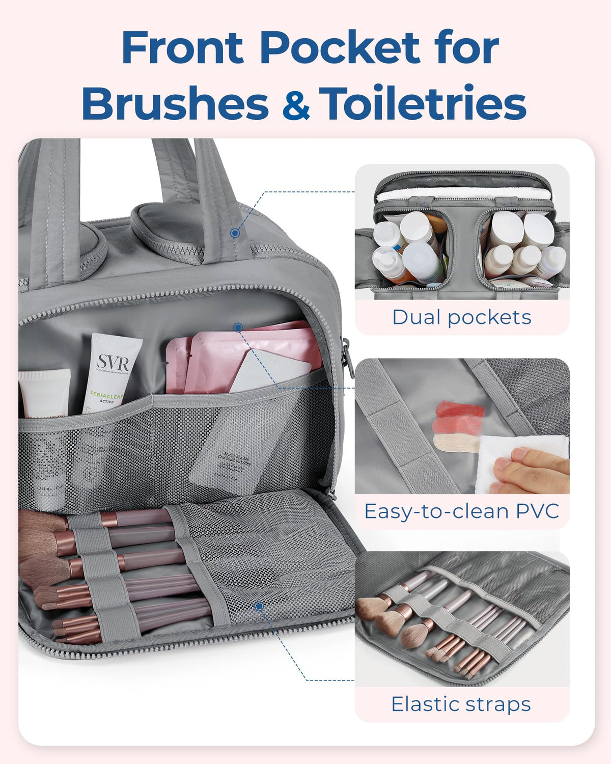 BAGSMART trousse de toilette en tissu Taslan sur une surface blanche
