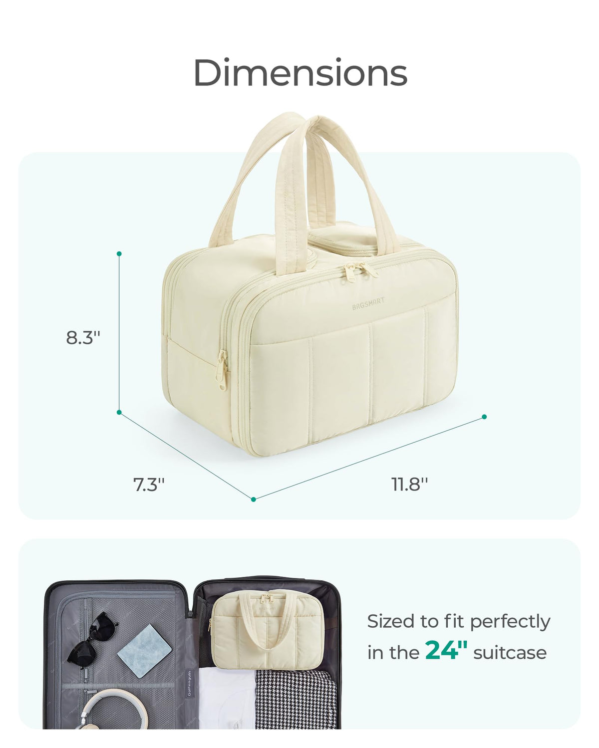 BAGSMART trousse de toilette en voyage avec accessoires de beauté