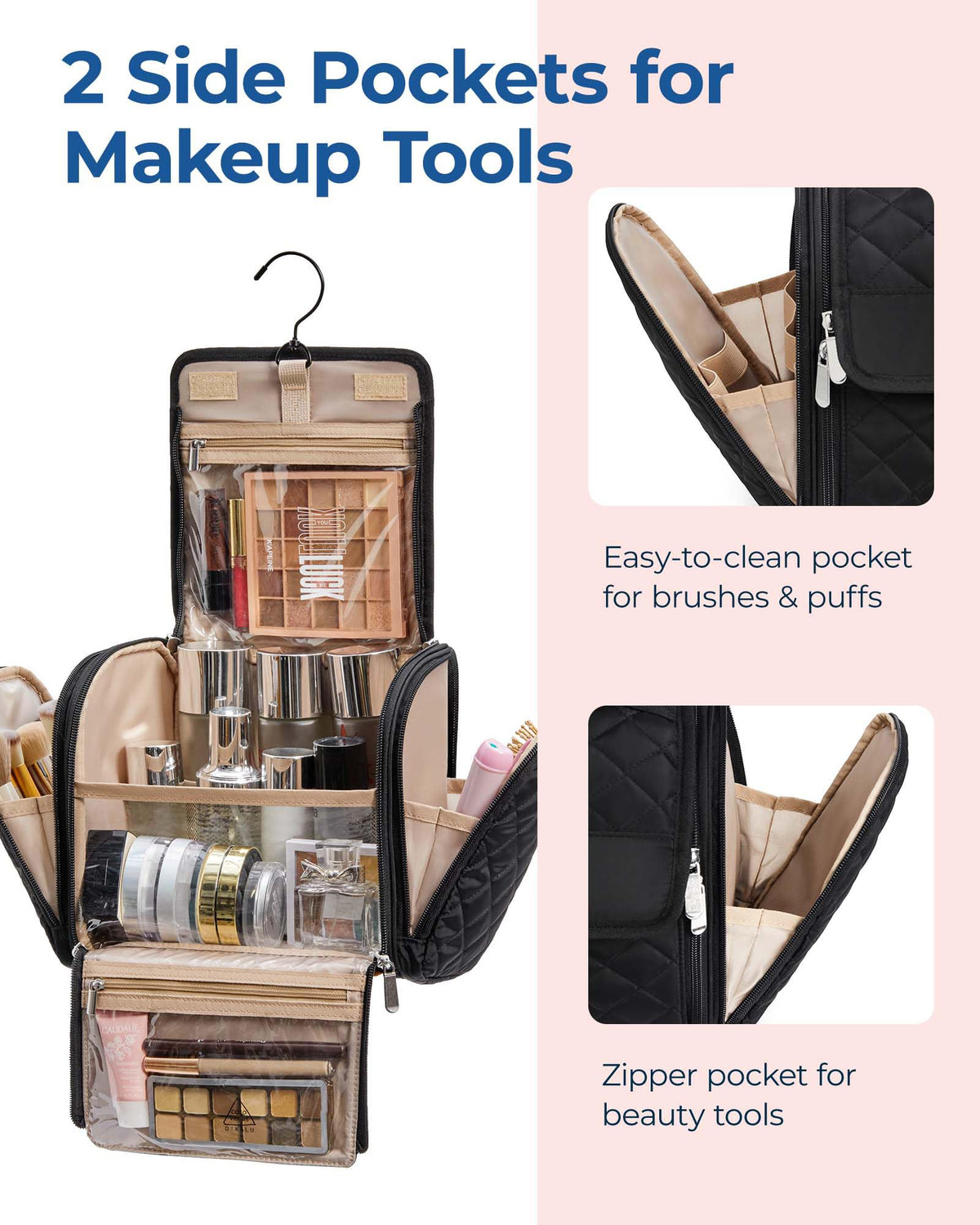 BAGSMART trousse de toilette femme attachée à un support