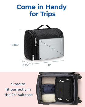 BAGSMART trousse de toilette femme en usage dans une salle de bain