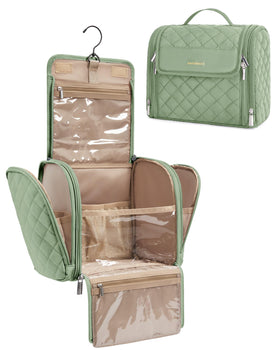 BAGSMART trousse de toilette femme vue avant avec crochet et poches transparentes