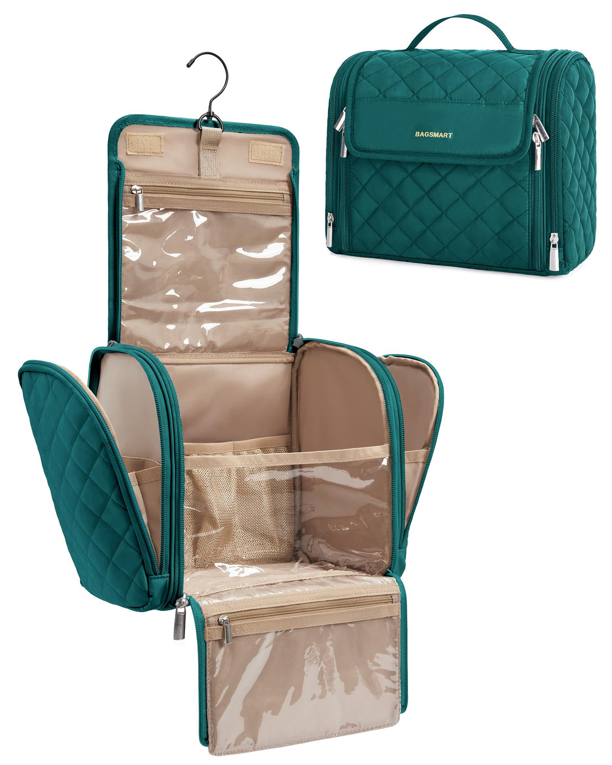 BAGSMART trousse de toilette femme vue avant, en polyester bleu