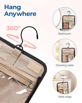 BAGSMART trousse de toilette femme vue latérale montrant les poches zippées
