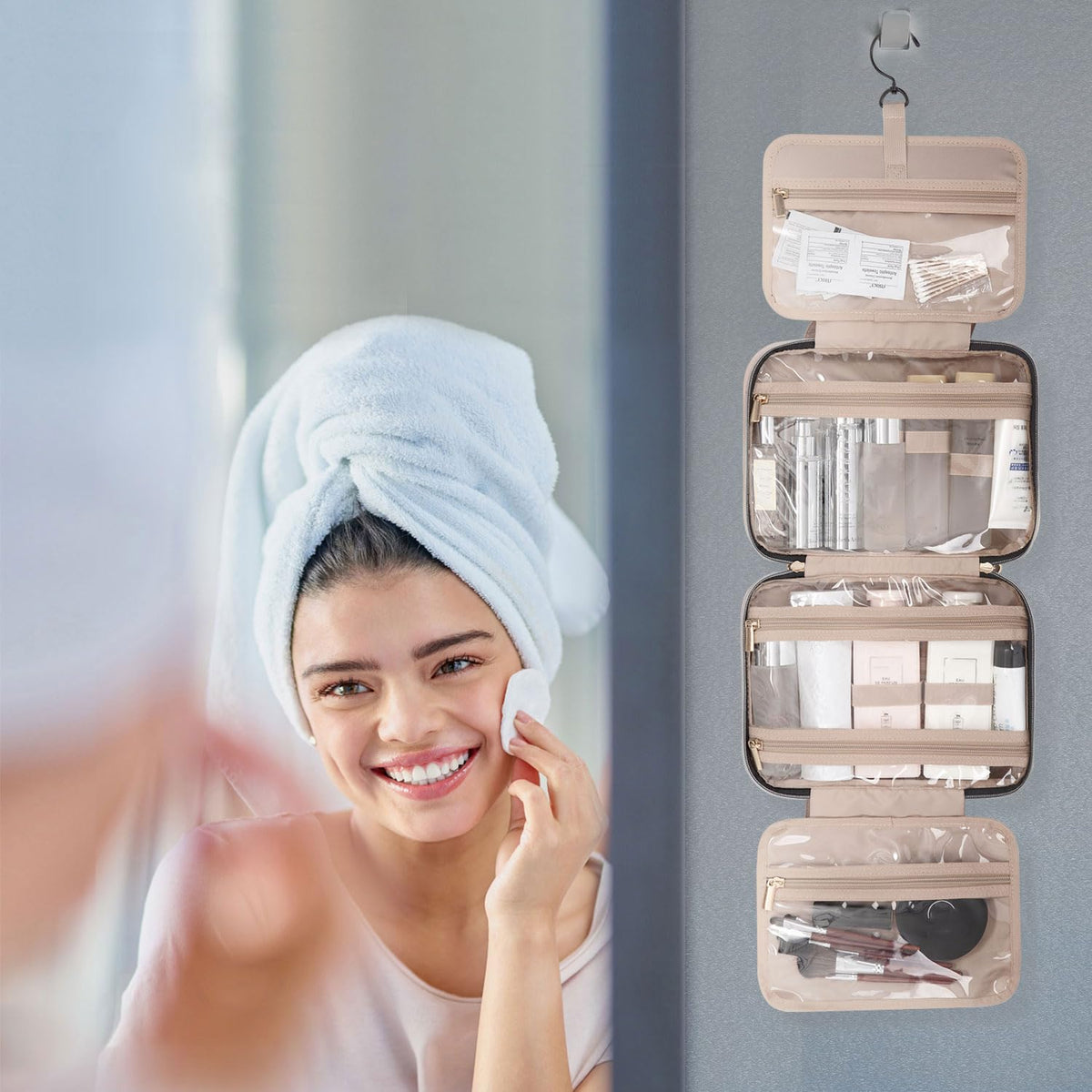 BAGSMART trousse de toilette fermée avec poignée