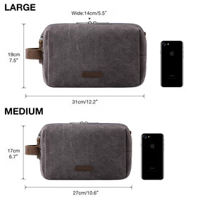 BAGSMART trousse de toilette grise vue de dos avec fermeture éclair