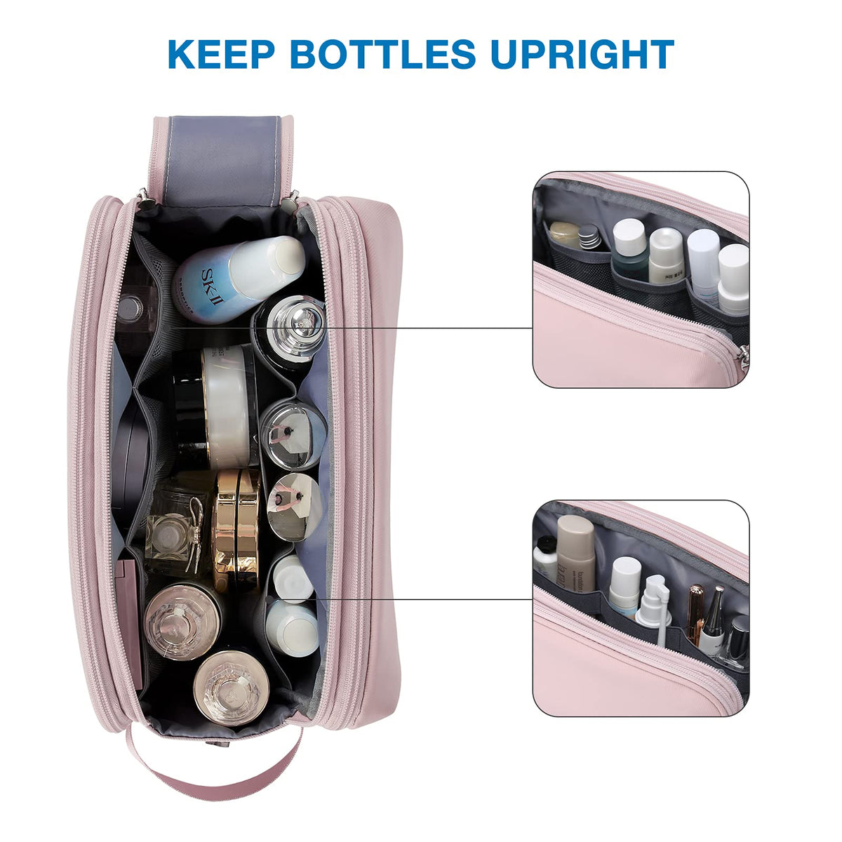 BAGSMART Trousse de Toilette Homme détails des poches intérieures
