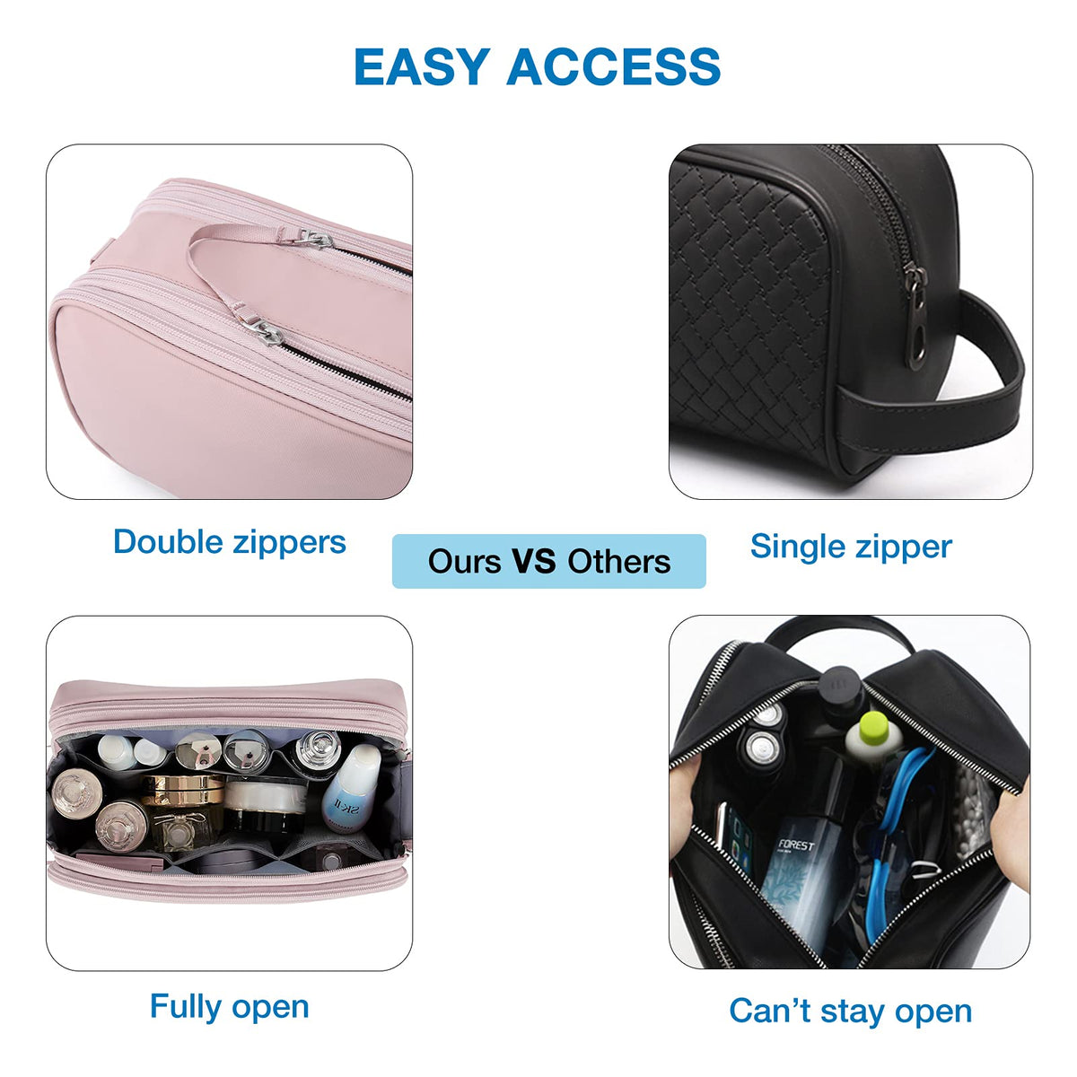 BAGSMART Trousse de Toilette Homme vue de dos avec fermeture à pression
