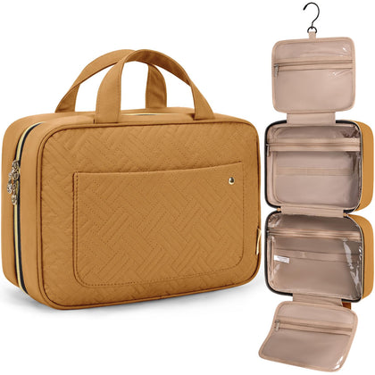 BAGSMART trousse de toilette jaune frontale avec crochets suspendus