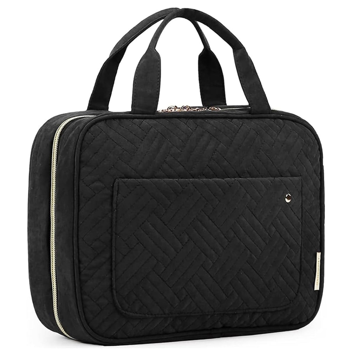 BAGSMART trousse de toilette noire vue de face avec crochets