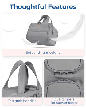 BAGSMART trousse de toilette ouverte montrant l'intérieur avec produits de beauté