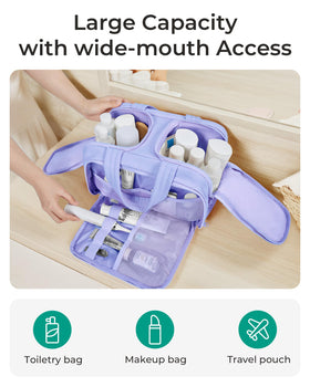 BAGSMART trousse de toilette ouverte montrant les compartiments