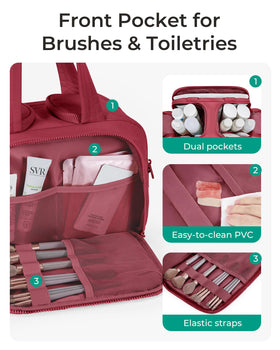 BAGSMART trousse de toilette ouverte montrant les compartiments intérieurs