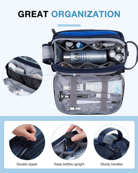 BAGSMART trousse de toilette ouverte montrant les poches intérieures