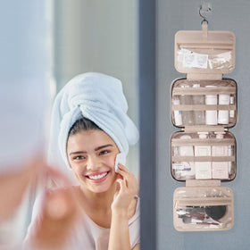 BAGSMART trousse de toilette pliée avec dimensions visibles