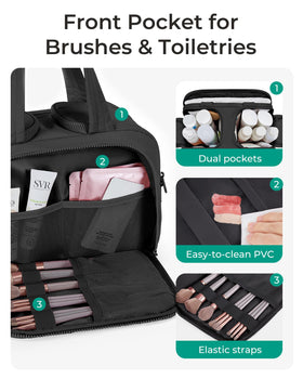BAGSMART trousse de toilette rouge avec articles de beauté à l'intérieur