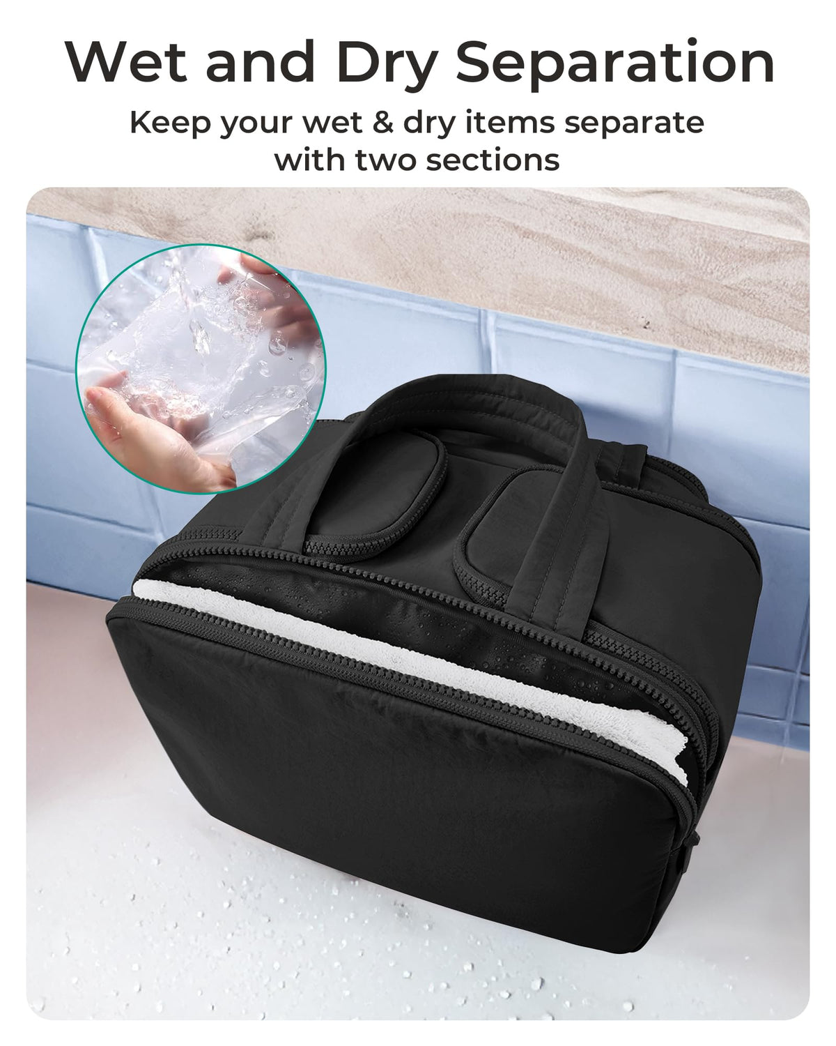 BAGSMART trousse de toilette rouge avec poche avant
