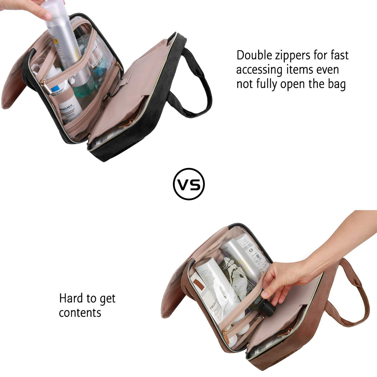 BAGSMART trousse de toilette suspendue avec accessoires de voyage