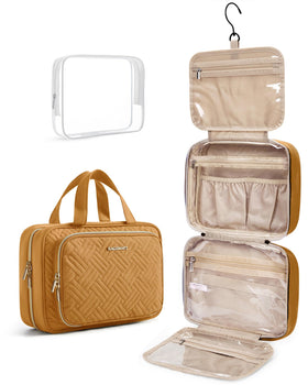 BAGSMART trousse de toilette suspendue couleur beige avec 4 compartiments