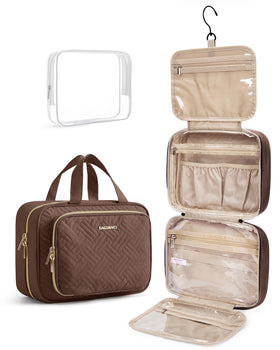BAGSMART trousse de toilette suspendue couleur marron café vue de face