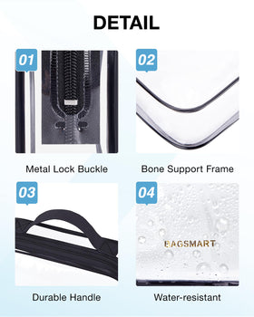BAGSMART trousse de toilette transparente avec fermeture éclair