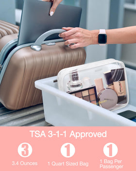 BAGSMART trousse de toilette transparente avec produits de beauté à l'intérieur