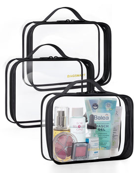 BAGSMART trousse de toilette transparente noire vue de face