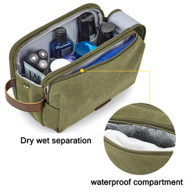 BAGSMART trousse de toilette verte avec produits de soin à l'intérieur