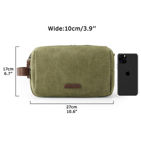 BAGSMART trousse de toilette verte en situation sur une table de salle de bain