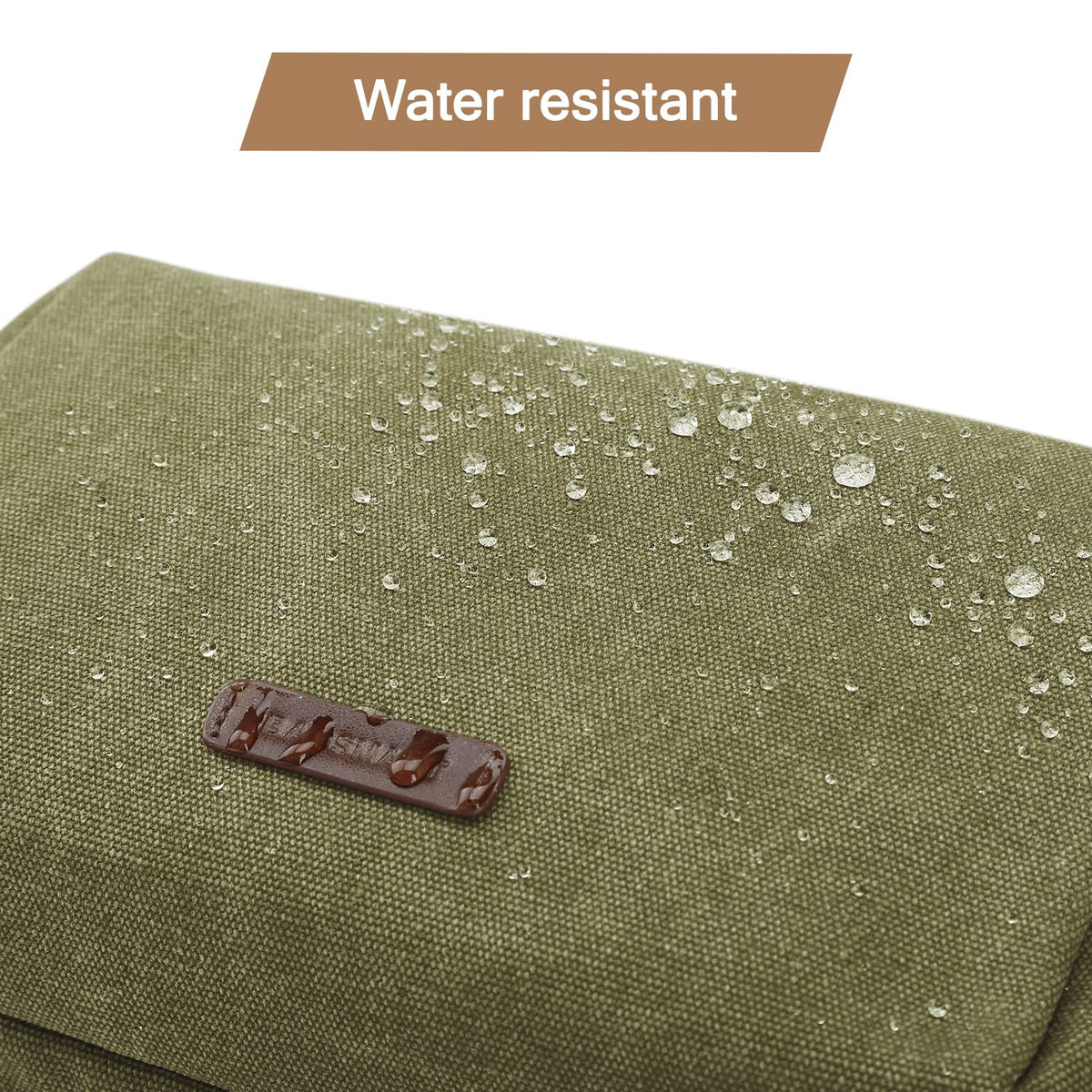 BAGSMART trousse de toilette verte vue arrière avec poignée en cuir