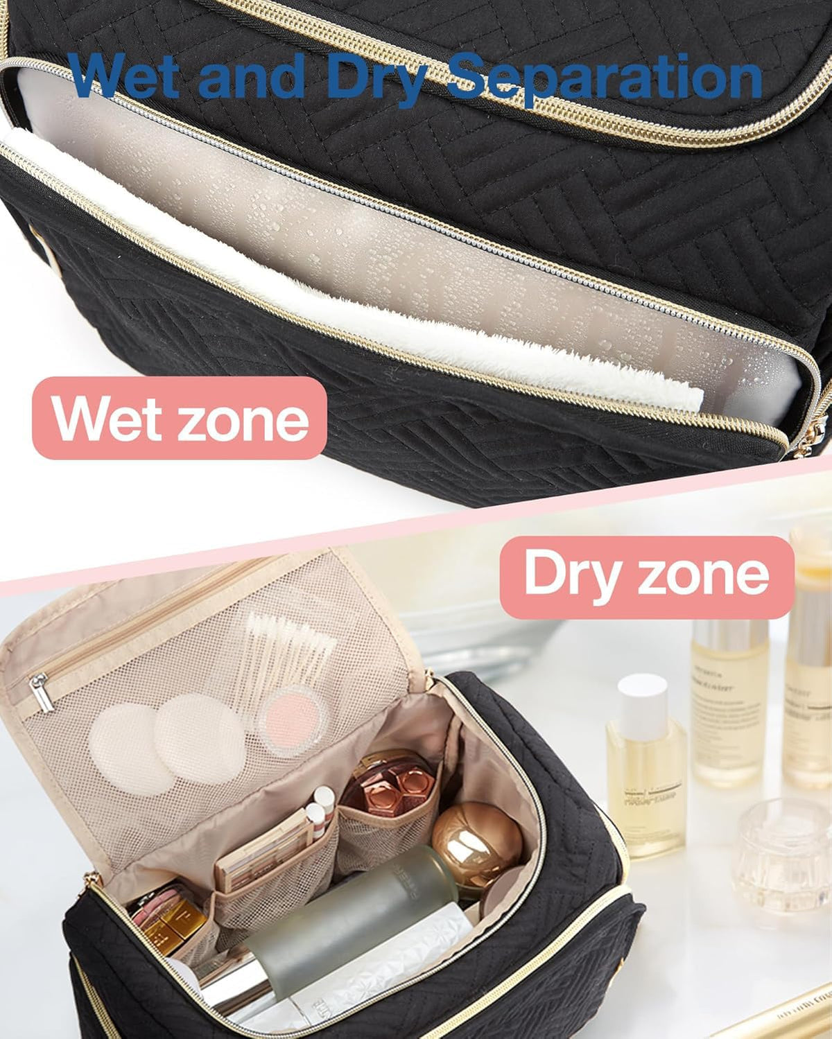 BAGSMART Trousse de Toilette Voyage avec compartiments ouverts