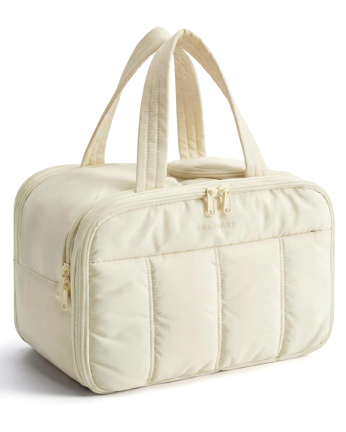 BAGSMART trousse de toilette voyage beige vue de face avec poigné